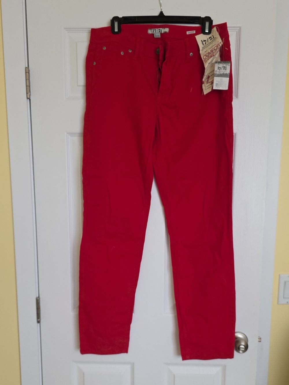 Women's Red Casual Pants - Classic Straight Fit